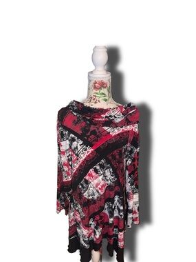 Style and Co. Abstract Tunic in Red, Black & White
